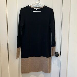 Barrow & Grove 100% Cashmere Dress, Black & Tan, Size M